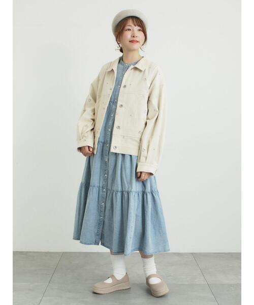 Samansa Mos2（サマンサ モスモス）の「【オーガニックコットン】デニムティアードワンピース（ワンピース・レディース・ネイビー/サックスブルー・S/M）」の22枚目の写真