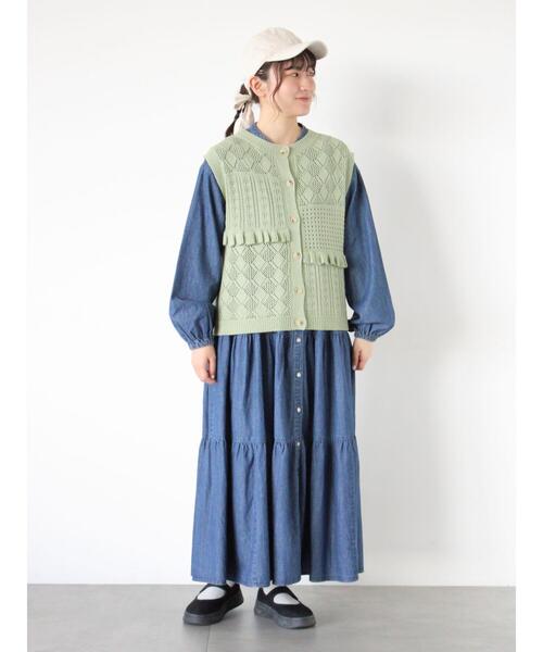 オーガニックコットン】デニムティアードワンピース（ワンピース