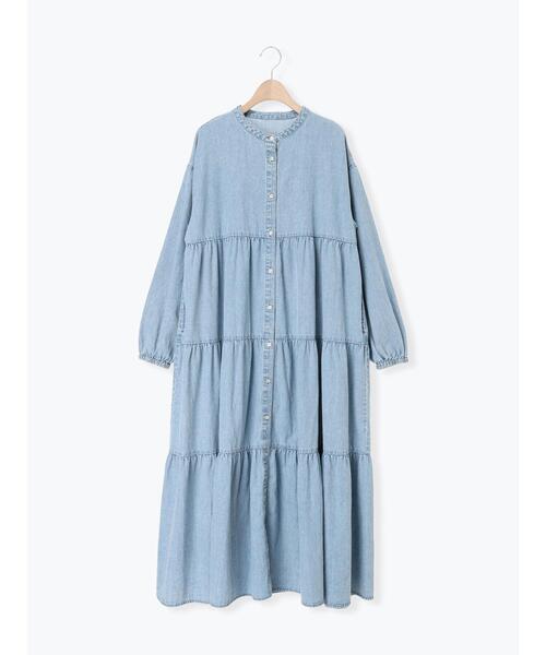 オーガニックコットン】デニムティアードワンピース（ワンピース