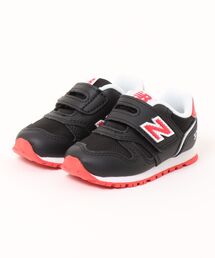 New Balance（ニューバランス）の「new balance ニューバランス I373 ベビースニーカー 子供靴 ワンベルト キッズシューズ ストラップ I3734ED ブラック レッド（スニーカー）」