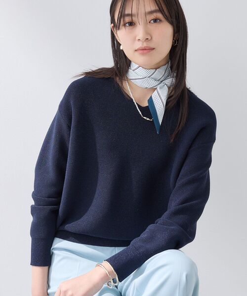 INDIVI（インディヴィ）の「【洗える／軽量】きらめきVネックニット（ニット/セーター・レディース・ライトグレー/ピンク系その他/ネイビー・05/13/15 /34/38/19）」の11枚目の写真