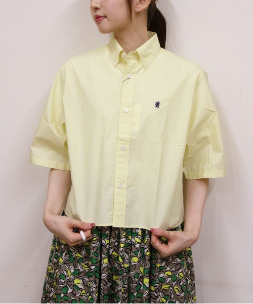 GYMPHLEX(ジムフレックス)の「Gymphlex/ジムフレックス ボタンダウンショートスリーブシャツ B.D. SHORTSLEEVE SHIRT GY-B0367 OGT(シャツ/ブラウス・レディース・イエロー/ホワイト・14)」の8枚目の写真