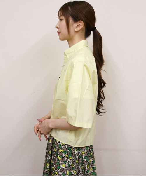 GYMPHLEX(ジムフレックス)の「Gymphlex/ジムフレックス ボタンダウンショートスリーブシャツ B.D. SHORTSLEEVE SHIRT GY-B0367 OGT(シャツ/ブラウス・レディース・イエロー/ホワイト・14)」の9枚目の写真
