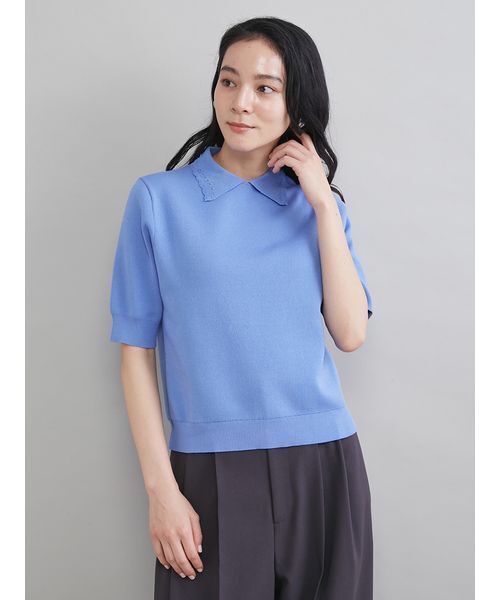 Mila Owen（ミラオーウェン）の「スカラップレース衿ニットプルオーバー（ニット/セーター・レディース・ネイビー/グレー/ホワイト/ライム/ブルー・0/1）」の21枚目の写真