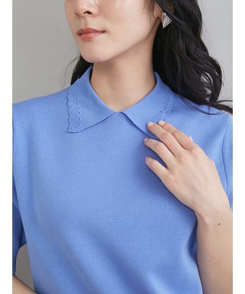 Mila Owen（ミラオーウェン）の「スカラップレース衿ニットプルオーバー（ニット/セーター・レディース・ネイビー/グレー/ホワイト/ライム/ブルー・0/1）」の17枚目の写真