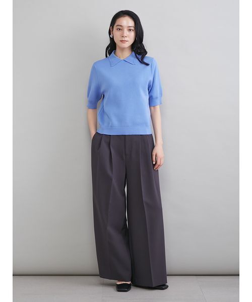 Mila Owen（ミラオーウェン）の「スカラップレース衿ニットプルオーバー（ニット/セーター・レディース・ネイビー/グレー/ホワイト/ライム/ブルー・0/1）」の12枚目の写真