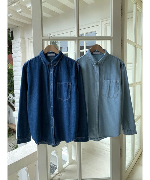 VASCARA(バスカラ)の「One Pocket Oversized-fit Denim Shirt (2colors)(シャツ/ブラウス・レディース・ライトブルー/ダークブルー・FREE)」の6枚目の写真