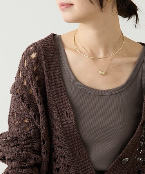 RIVE DROITE（リヴドロワ）の「予約【レイヤードスタイルに◎】ミニマルテレコタンク（タンクトップ・レディース・ベージュ/ホワイト/ブラウン・FREE）」の3枚目の写真