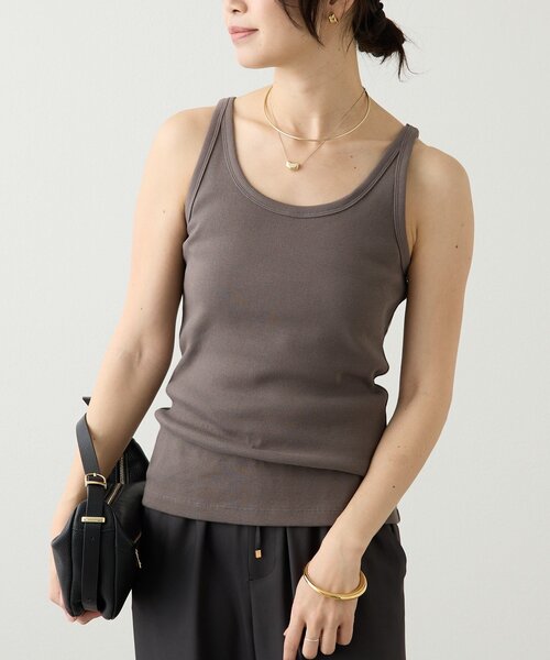 RIVE DROITE（リヴドロワ）の「予約【レイヤードスタイルに◎】ミニマルテレコタンク（タンクトップ・レディース・ベージュ/ホワイト/ブラウン・FREE）」の12枚目の写真