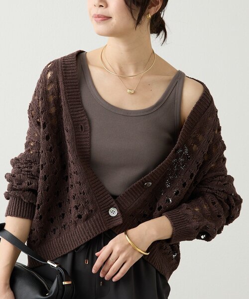 RIVE DROITE（リヴドロワ）の「予約【レイヤードスタイルに◎】ミニマルテレコタンク（タンクトップ・レディース・ベージュ/ホワイト/ブラウン・FREE）」の17枚目の写真