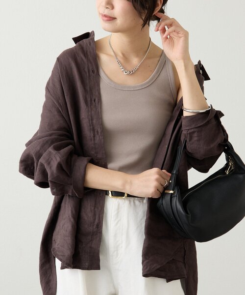 RIVE DROITE（リヴドロワ）の「予約【レイヤードスタイルに◎】ミニマルテレコタンク（タンクトップ・レディース・ベージュ/ホワイト/ブラウン・FREE）」の21枚目の写真