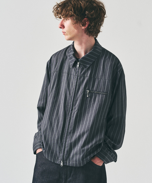 417 EDIFICE（フォーワンセブンエディフィス）の「TRツイル ジップブルゾン  "セットアップ着用可能"（その他アウター・メンズ・ブラック/グレー/ベージュ・LARGE/MEDIUM）」の3枚目の写真