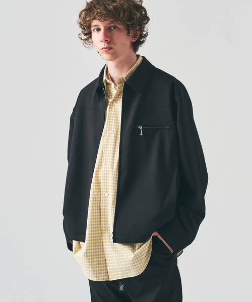 417 EDIFICE（フォーワンセブンエディフィス）の「TRツイル ジップブルゾン  "セットアップ着用可能"（その他アウター・メンズ・ブラック/グレー/ベージュ・LARGE/MEDIUM）」の2枚目の写真