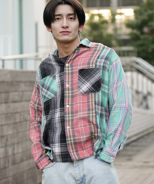 DAN RIVER(ダンリバー )の「DAN RIVER / ダンリバー DAMAGED CHECK FLANNEL SHIRT ユーズド加工 チェック フランネルシャツ(シャツ/ブラウス・メンズ・ブラック/ピンク/マルチ/ミント/グリーン・LARGE/MEDIUM/SMALL)」の6枚目の写真