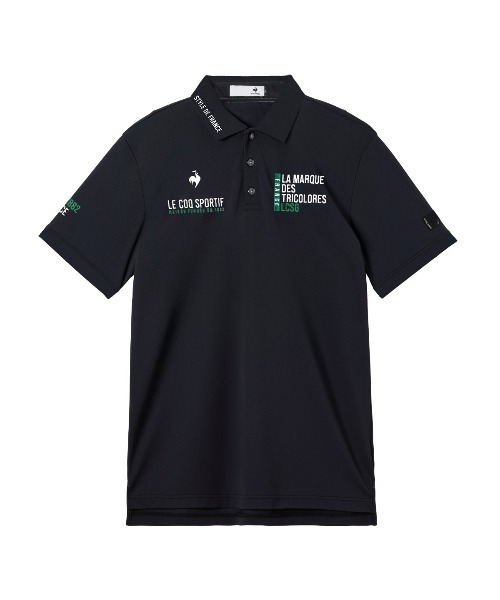 le coq sportif GOLF(ルコックスポルティフゴルフ)の「【le coq sportif GOLF】吸汗速乾/ストレッチ/UV CUT(UPF50+)/遮熱 マーキングデザイン半袖ポロシャツ ゴルフウェア(ポロシャツ・メンズ・ブラック/ネイビー/ホワイト・XL/L/M/S/3L)」の1枚目の写真