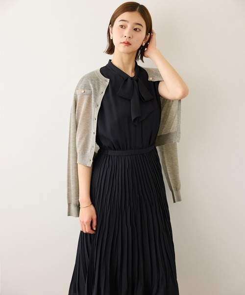 ROPE'(ロペ)の「ジョーゼットフレンチスリーブプリーツワンピース/26SS(ワンピース・レディース・ネイビー・36/38)」の18枚目の写真