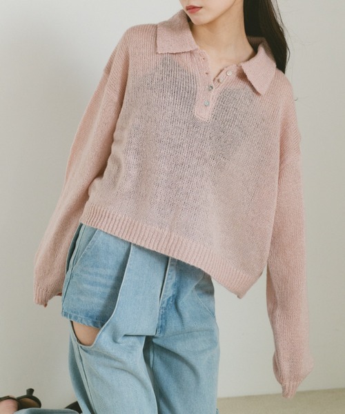 VANNIE U(ヴァニーユー)の「モヘアタッチポロニットトップス(ニット/セーター・レディース・アイボリー/ライトブルー/ピンク・FREE)」の11枚目の写真