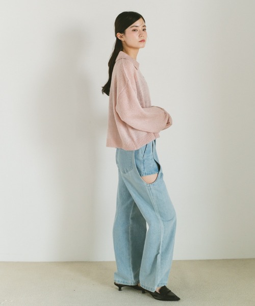 VANNIE U(ヴァニーユー)の「モヘアタッチポロニットトップス(ニット/セーター・レディース・アイボリー/ライトブルー/ピンク・FREE)」の15枚目の写真
