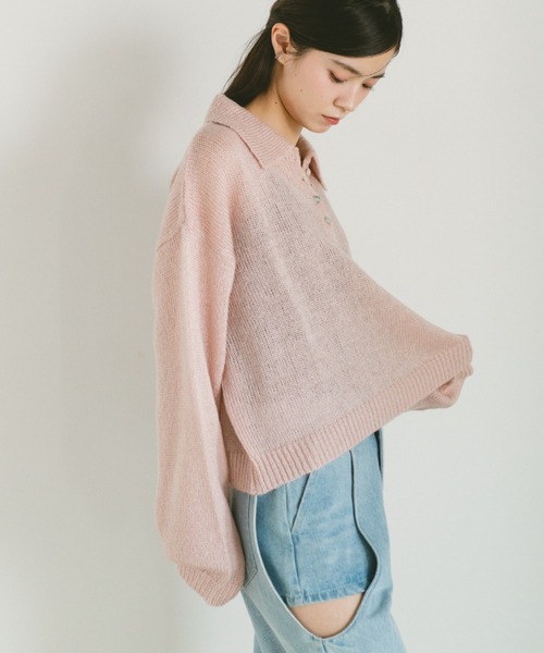 VANNIE U(ヴァニーユー)の「モヘアタッチポロニットトップス(ニット/セーター・レディース・アイボリー/ライトブルー/ピンク・FREE)」の12枚目の写真