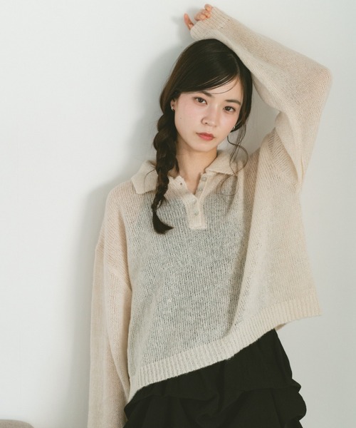VANNIE U(ヴァニーユー)の「モヘアタッチポロニットトップス(ニット/セーター・レディース・アイボリー/ライトブルー/ピンク・FREE)」の20枚目の写真