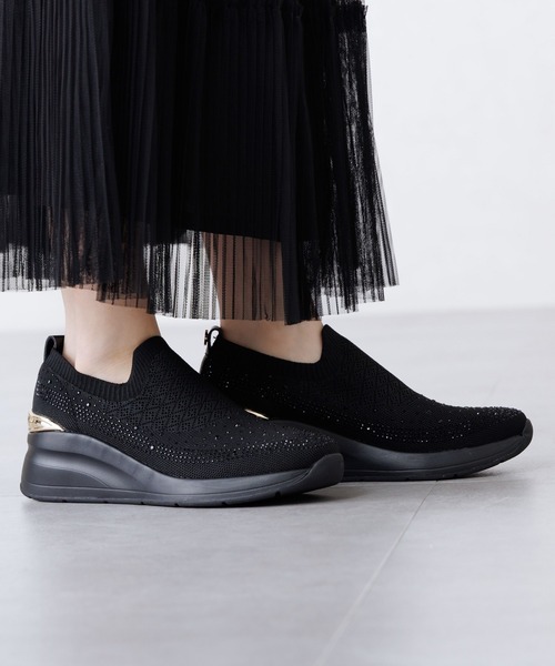 HIMIKO（ヒミコ）の「【HIMIKO】ニットヒールアップスニーカー/667101（スニーカー・レディース・グレー/ブラック・22.0cm/22.5cm/23.0cm/23.5cm/24.0cm/24.5cm/25.0cm/25.5cm）」の2枚目の写真