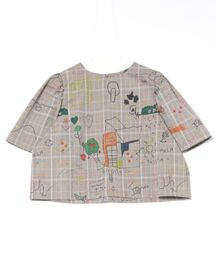 Cepica | 落書きプリントチェックパフスリーブトップス(Tシャツ/カットソー)