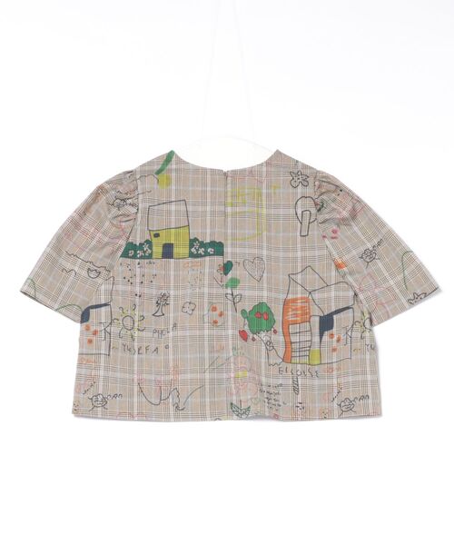 Cepica（セピカ）の「落書きプリントチェックパフスリーブトップス（Tシャツ/カットソー・レディース・ベージュ・FREE）」の13枚目の写真