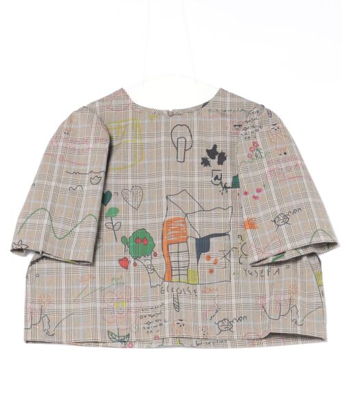 Cepica（セピカ）の「落書きプリントチェックパフスリーブトップス（Tシャツ/カットソー・レディース・ベージュ・FREE）」の14枚目の写真