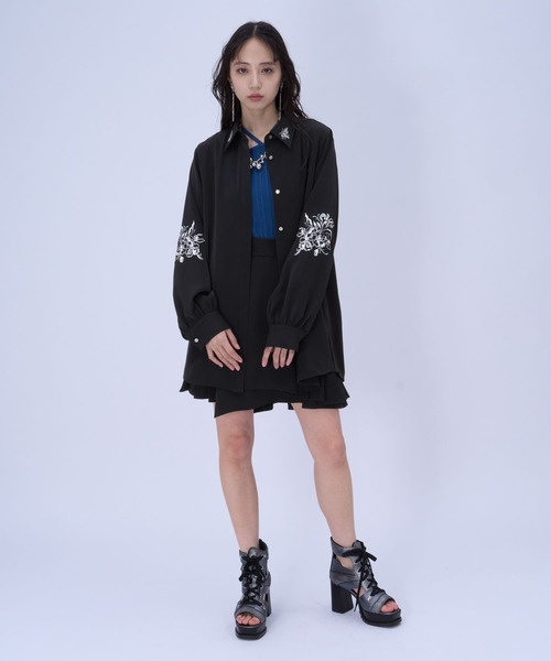 HARE（ハレ）の「トロミシシュウシャツ(HARE)（シャツ/ブラウス・レディース・ブラック/ホワイト/ピンク・FREE）」の5枚目の写真