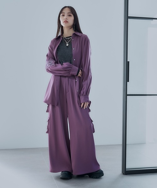 HARE（ハレ）の「トロミシシュウシャツ(HARE)（シャツ/ブラウス・レディース・ブラック/ホワイト/ピンク・FREE）」の8枚目の写真