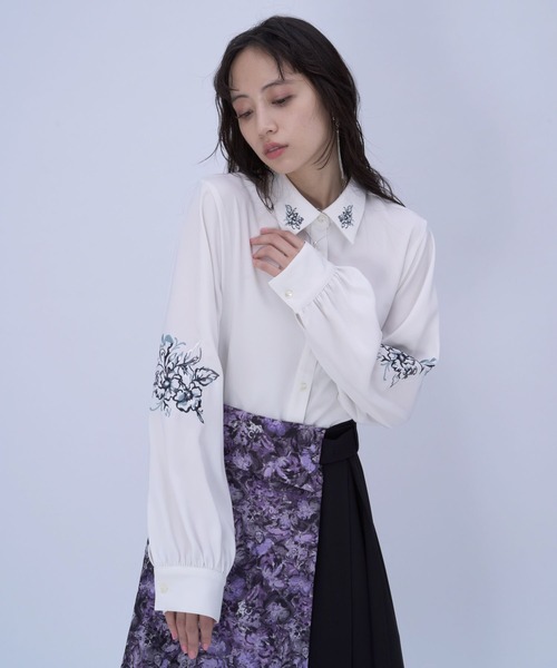 HARE（ハレ）の「トロミシシュウシャツ(HARE)（シャツ/ブラウス・レディース・ブラック/ホワイト/ピンク・FREE）」の11枚目の写真