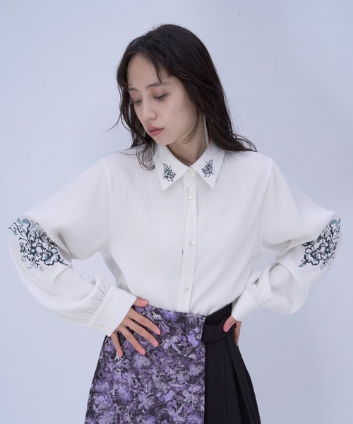 HARE（ハレ）の「トロミシシュウシャツ(HARE)（シャツ/ブラウス・レディース・ブラック/ホワイト/ピンク・FREE）」の12枚目の写真