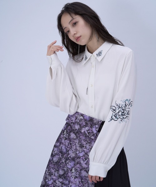 HARE（ハレ）の「トロミシシュウシャツ(HARE)（シャツ/ブラウス・レディース・ブラック/ホワイト/ピンク・FREE）」の10枚目の写真