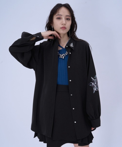 HARE（ハレ）の「トロミシシュウシャツ(HARE)（シャツ/ブラウス・レディース・ブラック/ホワイト/ピンク・FREE）」の13枚目の写真