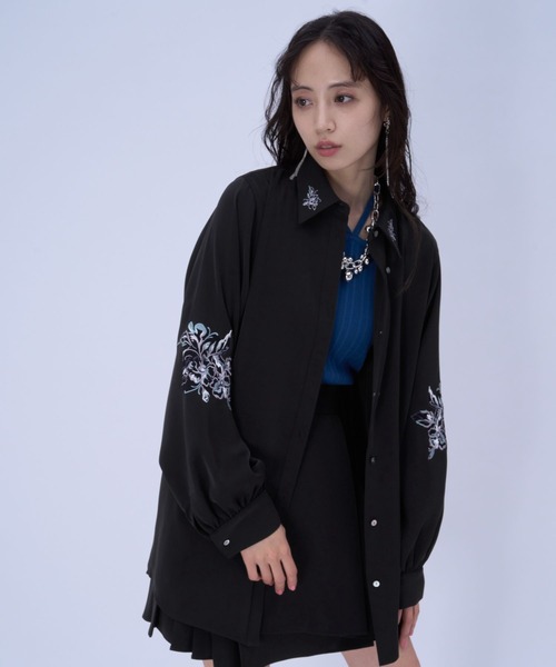 HARE（ハレ）の「トロミシシュウシャツ(HARE)（シャツ/ブラウス・レディース・ブラック/ホワイト/ピンク・FREE）」の14枚目の写真