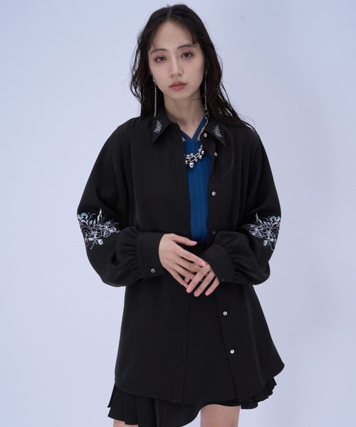 HARE（ハレ）の「トロミシシュウシャツ(HARE)（シャツ/ブラウス・レディース・ブラック/ホワイト/ピンク・FREE）」の15枚目の写真