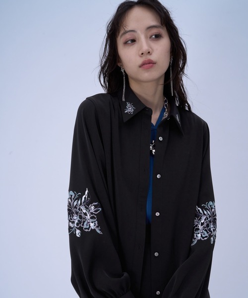 HARE（ハレ）の「トロミシシュウシャツ(HARE)（シャツ/ブラウス・レディース・ブラック/ホワイト/ピンク・FREE）」の16枚目の写真