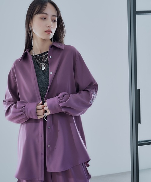 HARE（ハレ）の「トロミシシュウシャツ(HARE)（シャツ/ブラウス・レディース・ブラック/ホワイト/ピンク・FREE）」の18枚目の写真