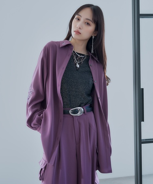 HARE（ハレ）の「トロミシシュウシャツ(HARE)（シャツ/ブラウス・レディース・ブラック/ホワイト/ピンク・FREE）」の19枚目の写真