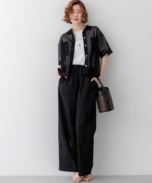 23区 L(ニジュウサンクオオキイサイズ)の「シアー ポロニット(ニット/セーター・レディース・レッド系/ブラック系/ダークブラウン系/アイボリー系・44/46)」の19枚目の写真