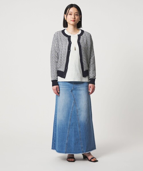 A DAY IN THE LIFE UNITED ARROWS(アデイインザライフユナイテッドアローズ)の「マルチカラー キーネックカーディガン ‐ウォッシャブル‐<A DAY IN THE LIFE>(カーディガン/ボレロ・レディース・ベージュ/ネイビー/グレー系・FREE)」の6枚目の写真