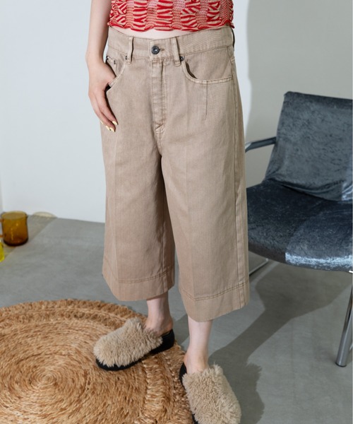 MIDVEIN(ミッドヴェイン)の「denim half PT(デニムパンツ・レディース・ブルー/ベージュ/ネイビー・FREE)」の1枚目の写真