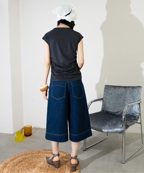 MIDVEIN(ミッドヴェイン)の「denim half PT(デニムパンツ・レディース・ブルー/ベージュ/ネイビー・FREE)」の8枚目の写真
