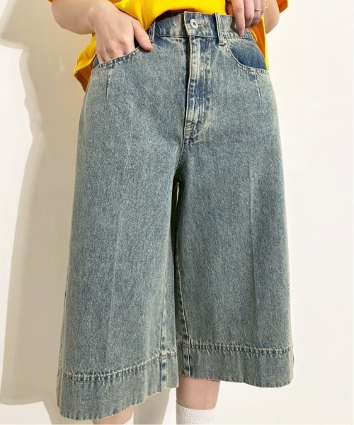 MIDVEIN(ミッドヴェイン)の「denim half PT(デニムパンツ・レディース・ブルー/ベージュ/ネイビー・FREE)」の4枚目の写真