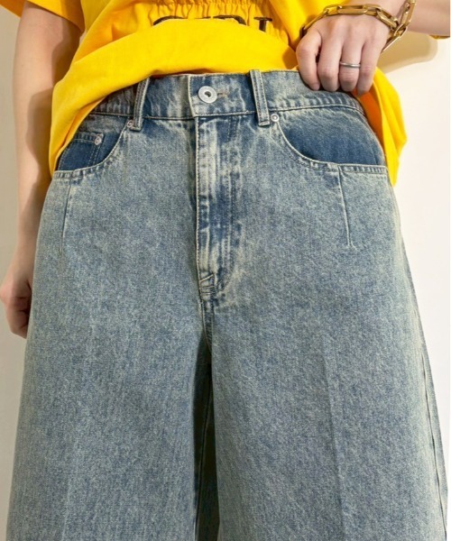 MIDVEIN(ミッドヴェイン)の「denim half PT(デニムパンツ・レディース・ブルー/ベージュ/ネイビー・FREE)」の5枚目の写真