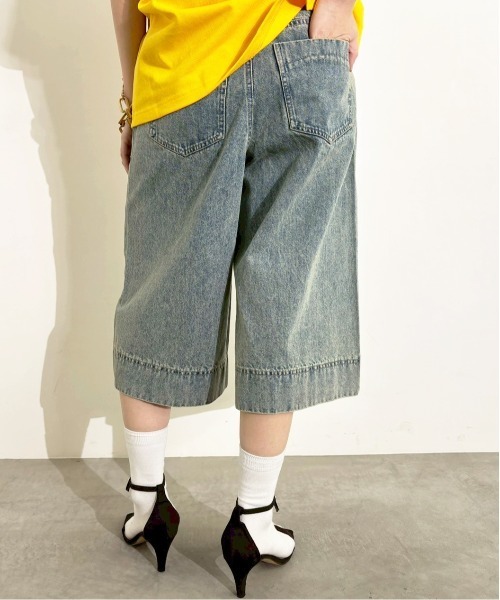 MIDVEIN(ミッドヴェイン)の「denim half PT(デニムパンツ・レディース・ブルー/ベージュ/ネイビー・FREE)」の6枚目の写真