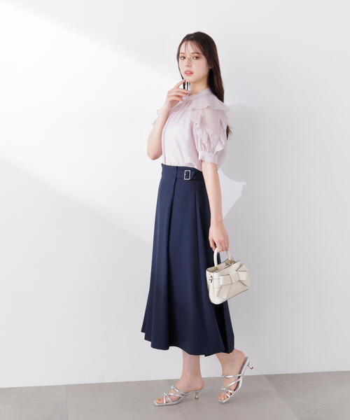 PROPORTION BODY DRESSING(プロポーションボディドレッシング)の「サイドベルトフレアスカート / 1216120305(スカート・レディース・ベージュ/ネイビー/ブルー・SMALL/MEDIUM)」の15枚目の写真