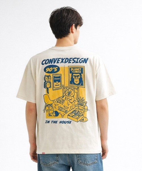 CONVEX（コンベックス）の「90Sﾙｰﾑ / WIDE-T（大人）（Tシャツ/カットソー・メンズ・ブラック/オフホワイト・LARGE/MEDIUM）」の2枚目の写真
