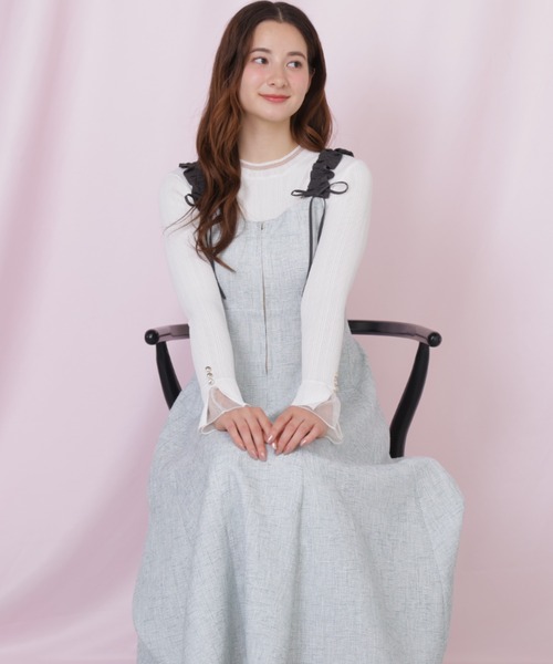 JILL by JILL STUART（ジルバイジルスチュアート）の「フリルショルダージャンスカ（ワンピース・レディース・グレー/ピンク/グリーン・MEDIUM/SMALL）」の3枚目の写真