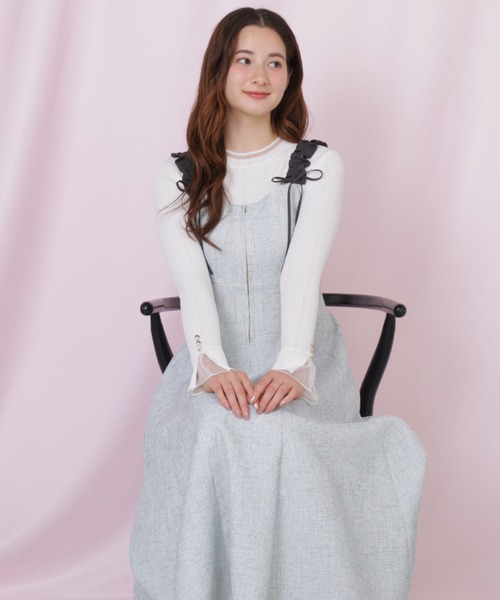 JILL by JILL STUART（ジルバイジルスチュアート）の「フリルショルダージャンスカ（ワンピース・レディース・グレー/ピンク/グリーン・MEDIUM/SMALL）」の12枚目の写真